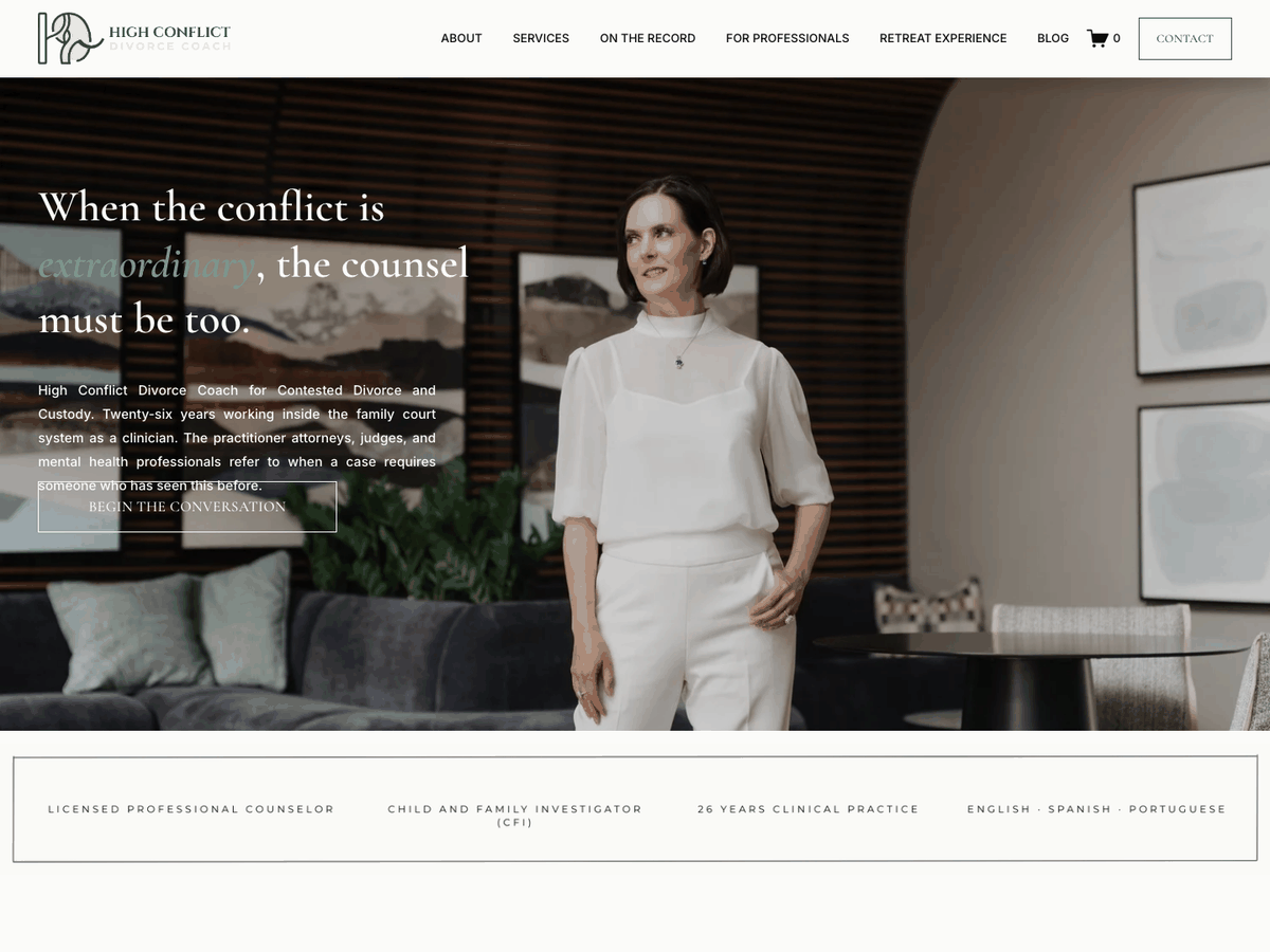 High Conflict Divorce Coach website